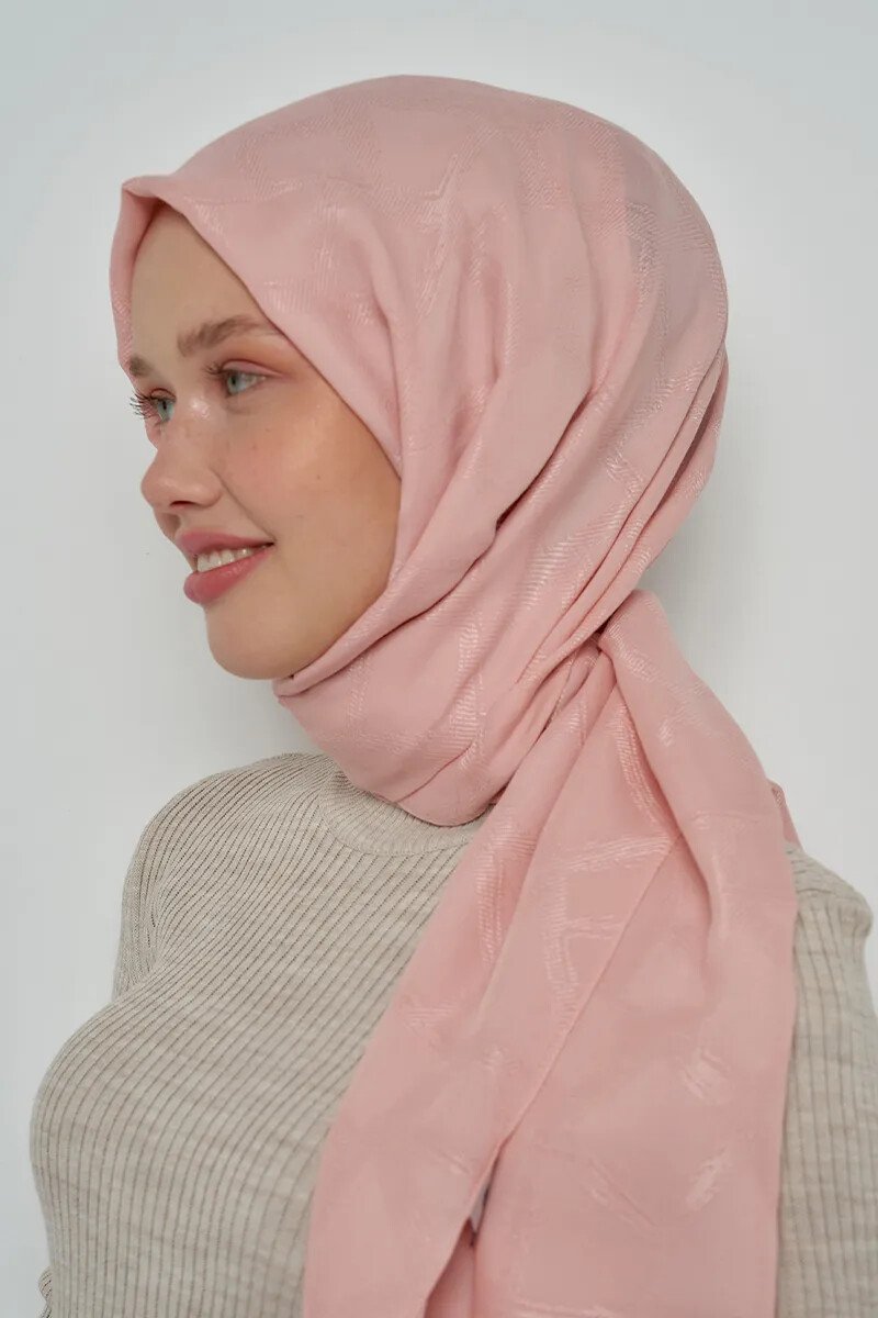 Jakar Pamuk Şal Mozaik Desen - Pudra - ED Scarf