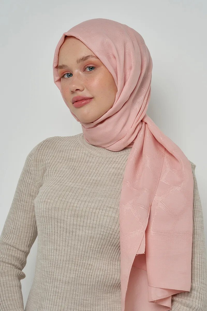 Jakar Pamuk Şal Mozaik Desen - Pudra - ED Scarf