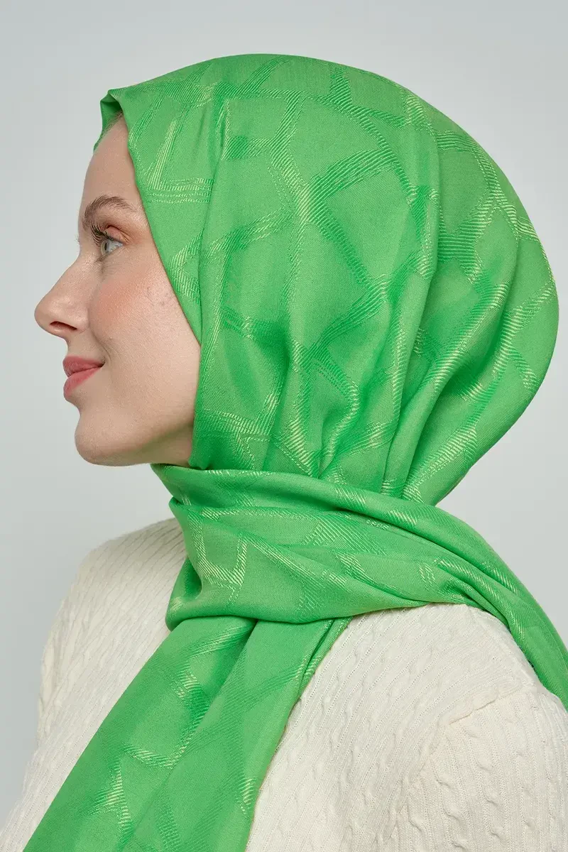 Jakar Pamuk Şal Mozaik Desen - Yeşil - ED Scarf