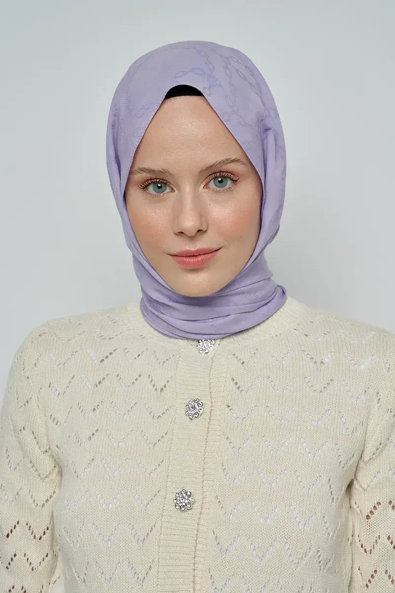 Jakar Pamuk Şal Zincir Desen - Lila - ED Scarf