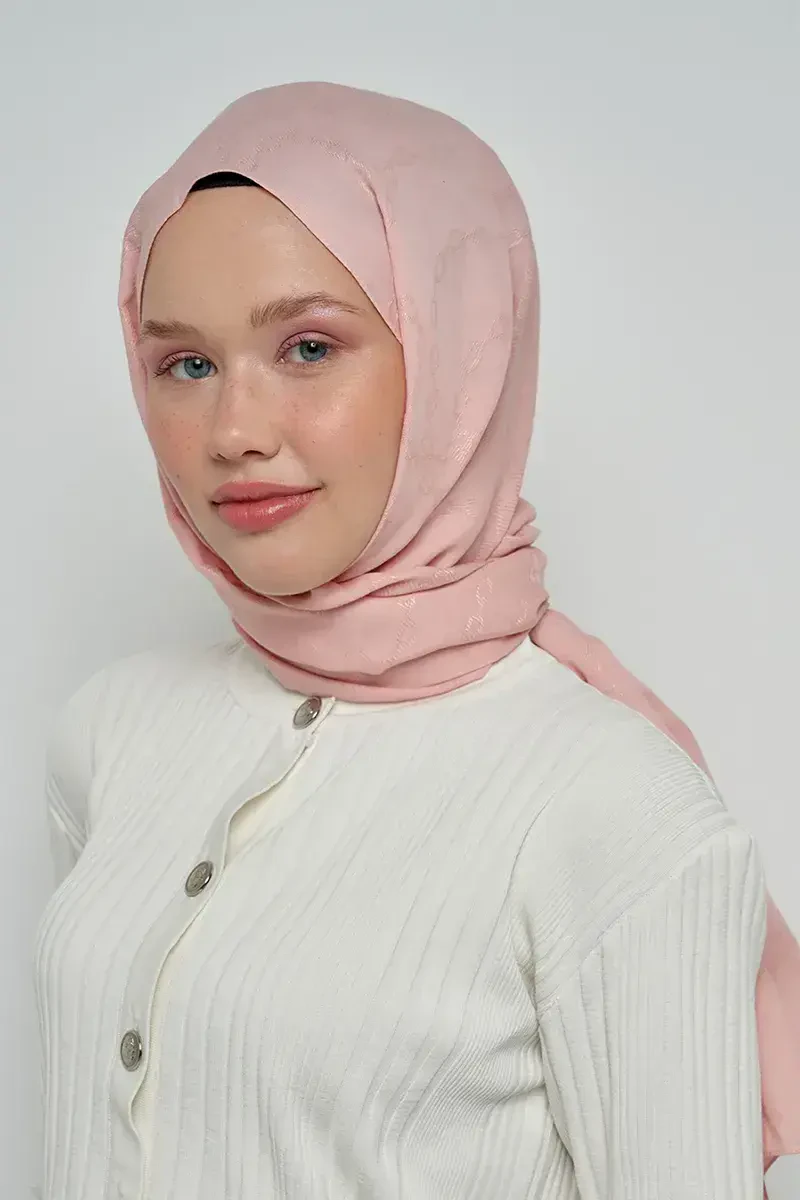 Jakar Pamuk Şal Zincir Desen - Pudra - ED Scarf