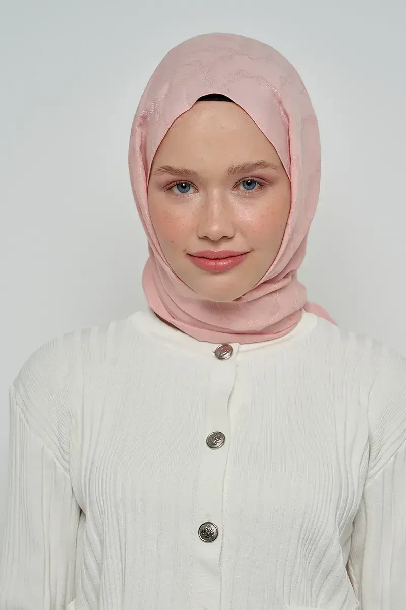 Jakar Pamuk Şal Zincir Desen - Pudra - ED Scarf