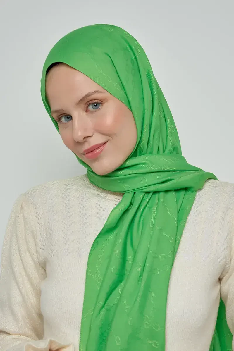 Jakar Pamuk Şal Zincir Desen - Yeşil - ED Scarf