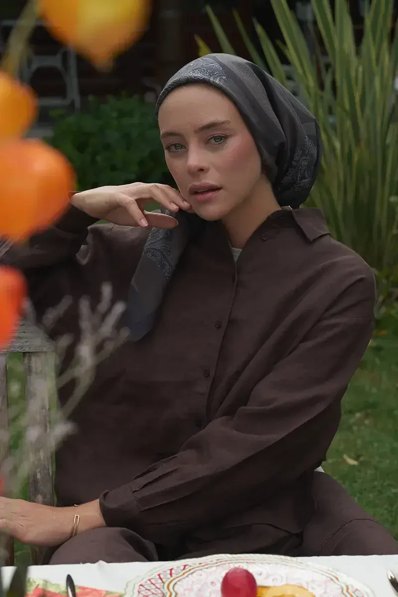 Lace Modal Eşarp - Kahve - ED Scarf