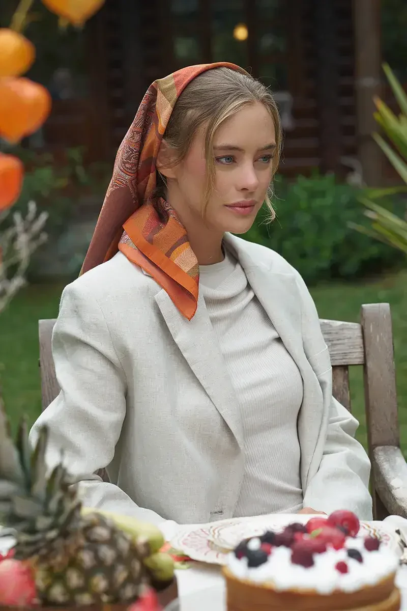 Lace Modal Eşarp - Turuncu - 1