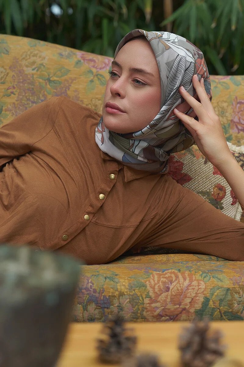 Leafly Modal Eşarp - Kahve - ED Scarf