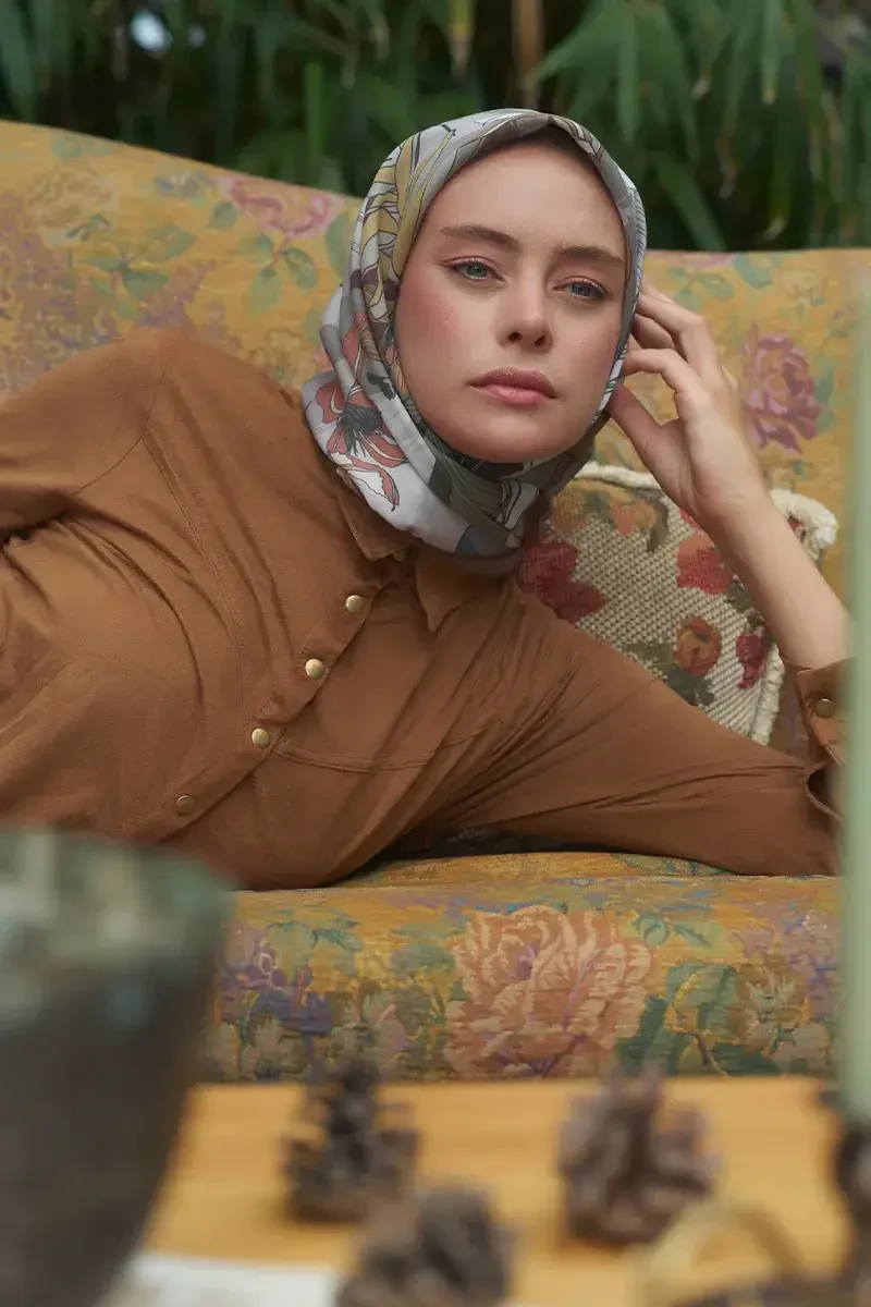 Leafly Modal Eşarp - Kahve - ED Scarf