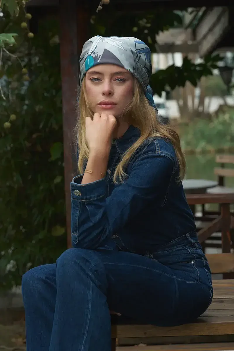 Leafly Modal Eşarp - Mavi - ED Scarf