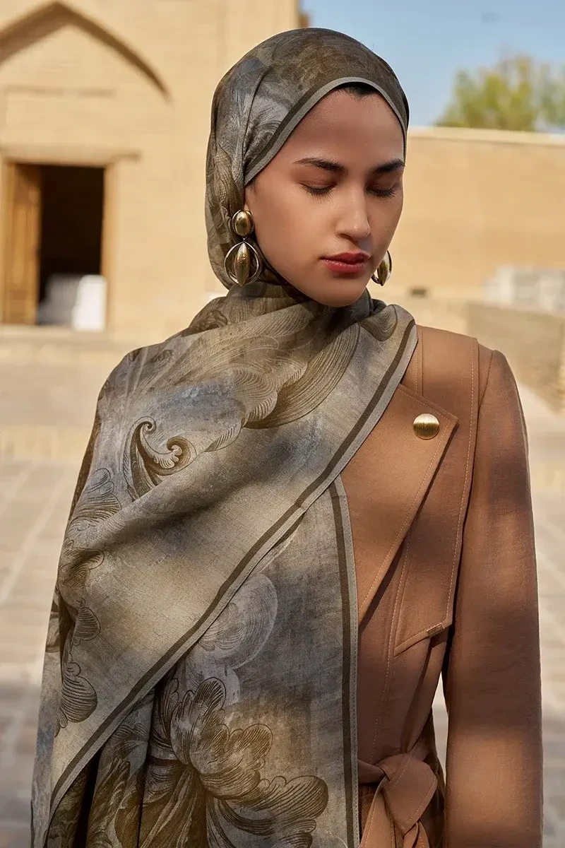 Leyal Yün İpek Şal - Bej - ED SCARF