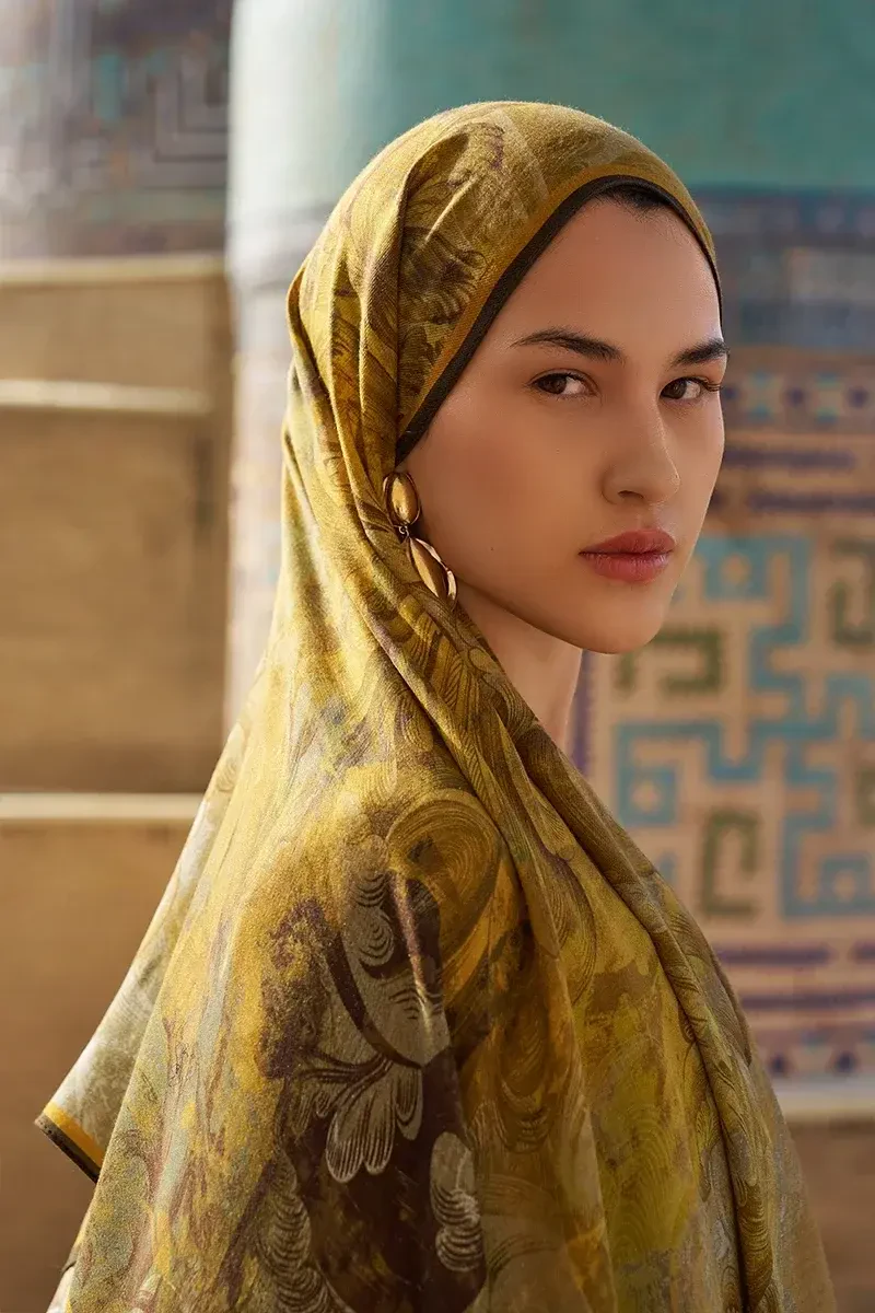 Leyal Yün İpek Şal - Hardal - 2