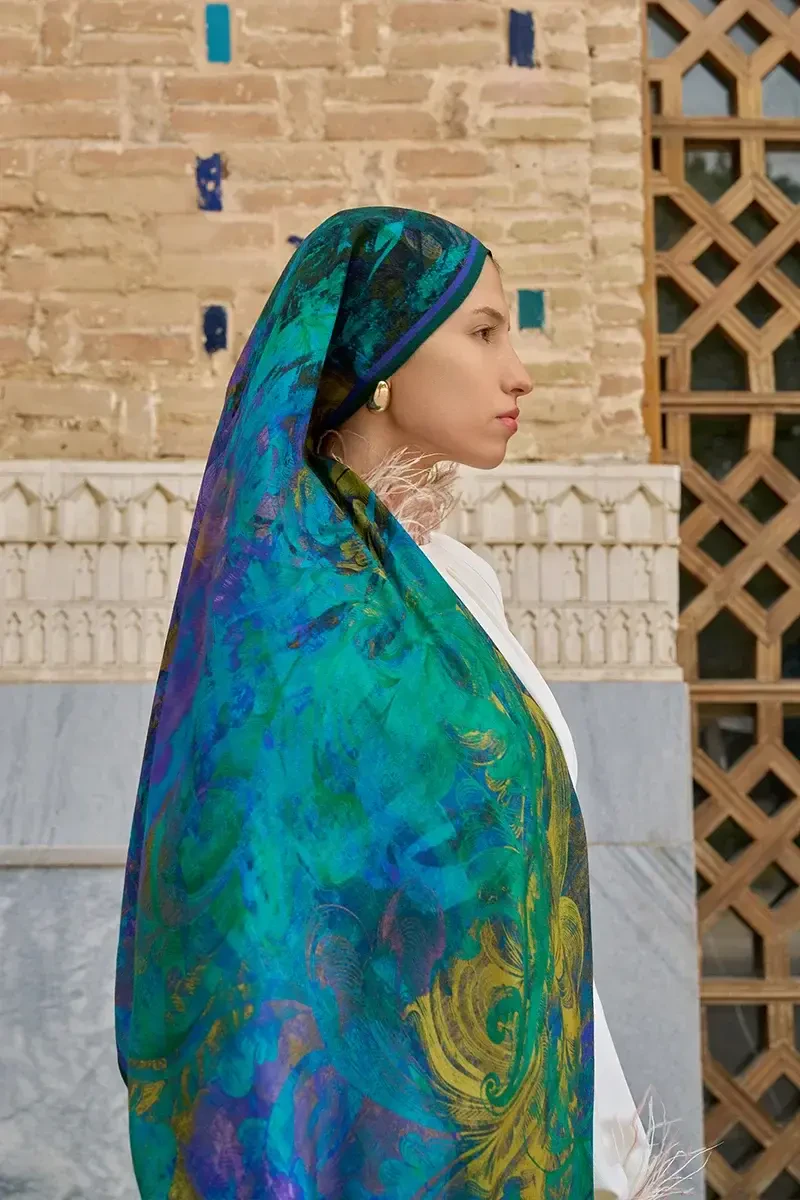 Leyal Yün İpek Şal - Mor - 2