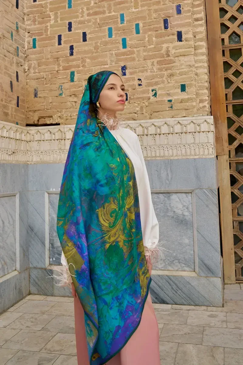Leyal Yün İpek Şal - Mor - 3
