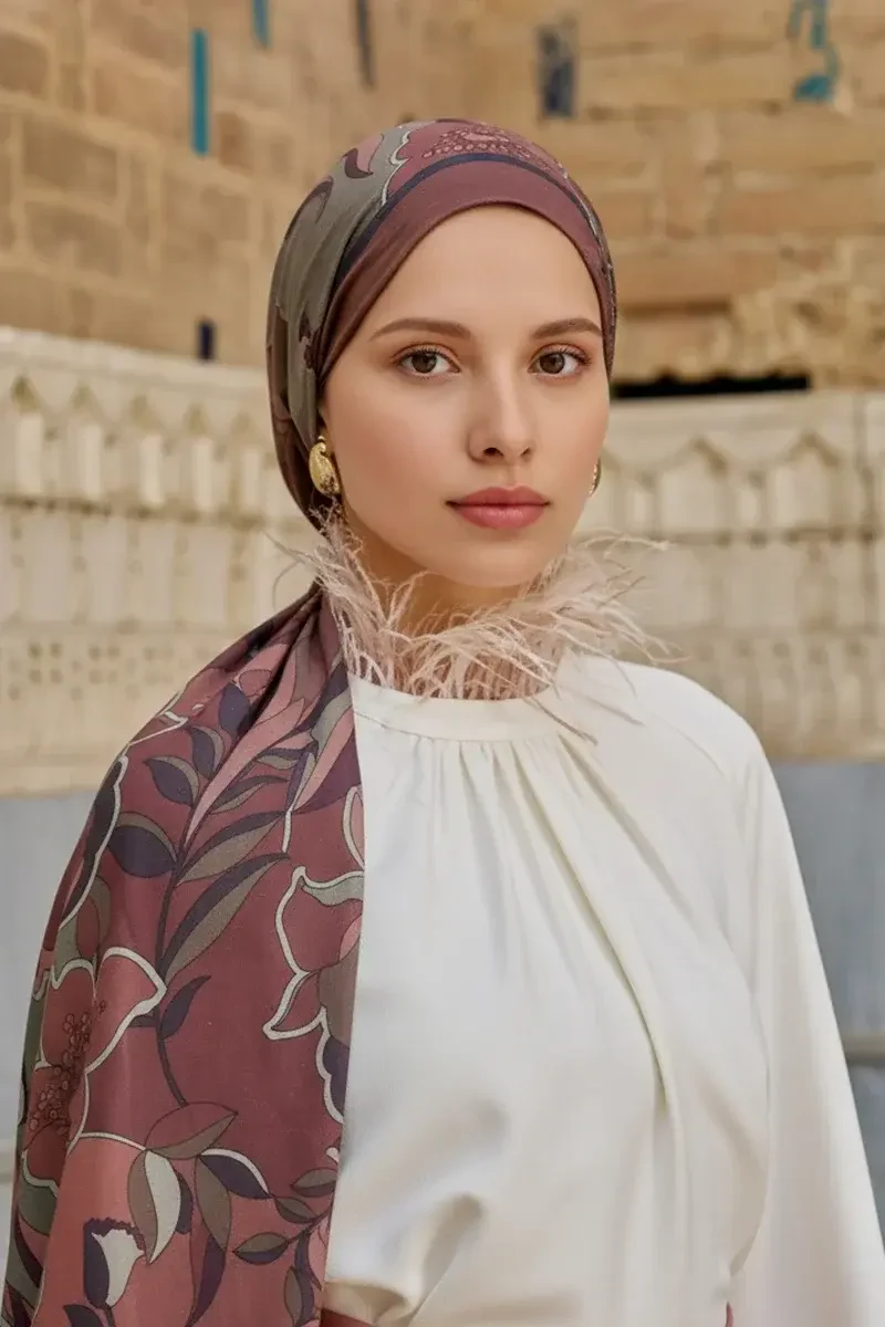 Lover Pamuk Modal Şal - Kızıl Kahve - 3