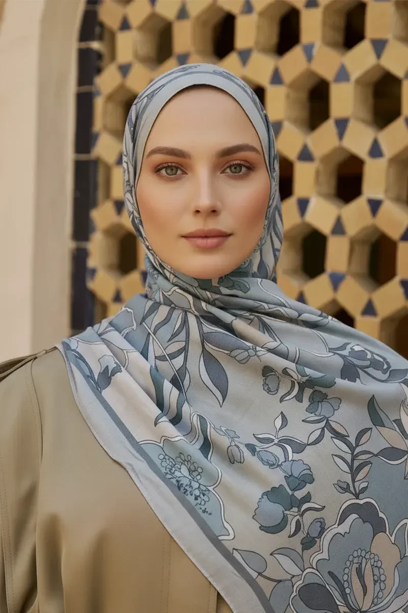 Lover Pamuk Modal Şal - Mavili Gri - ED SCARF