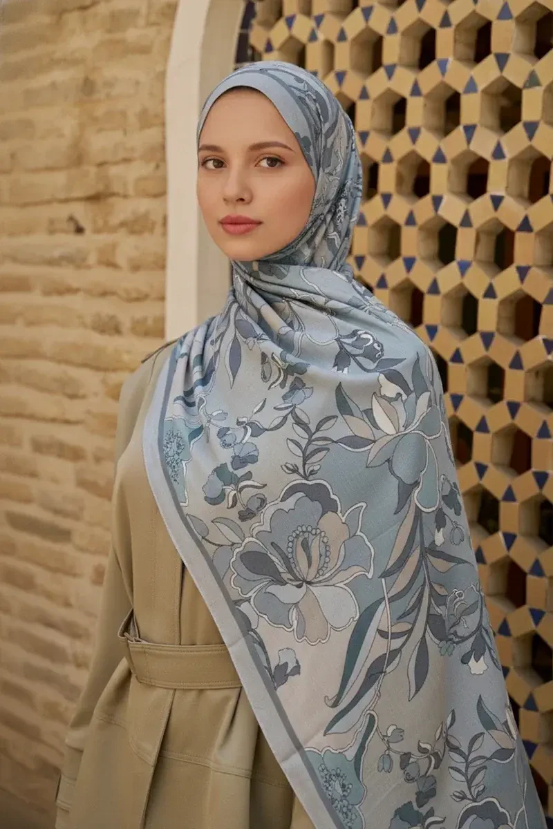 Lover Pamuk Modal Şal - Mavili Gri - 1