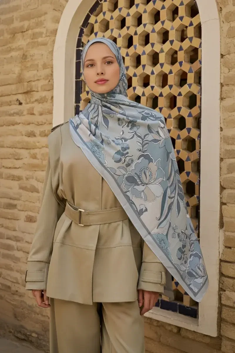 Lover Pamuk Modal Şal - Mavili Gri - 2