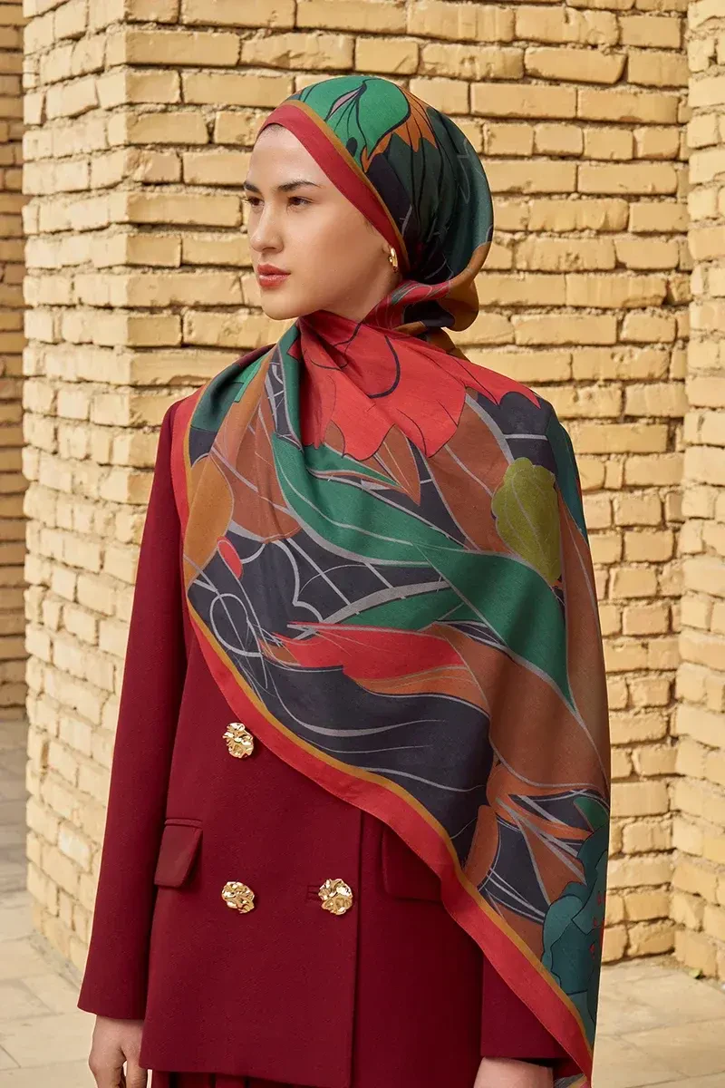 Marigold Floş Viskon Şal - Kırmızı - 2