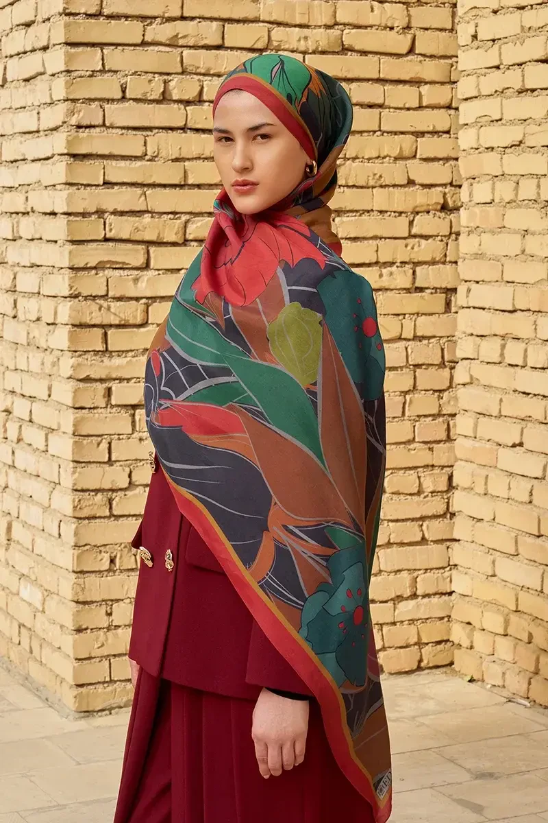 Marigold Floş Viskon Şal - Kırmızı - ED SCARF