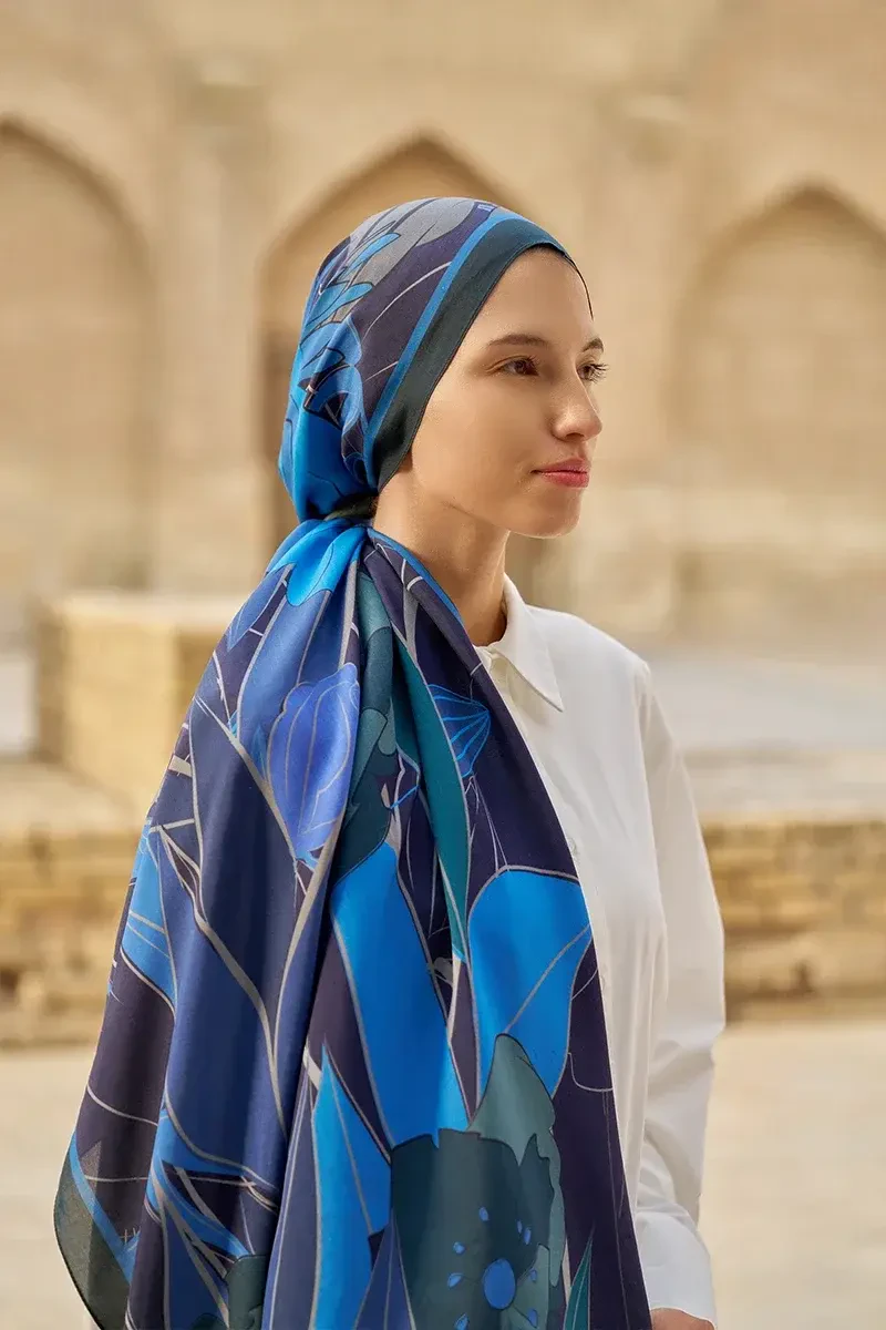 Marigold Floş Viskon Şal - Lacivert - ED SCARF