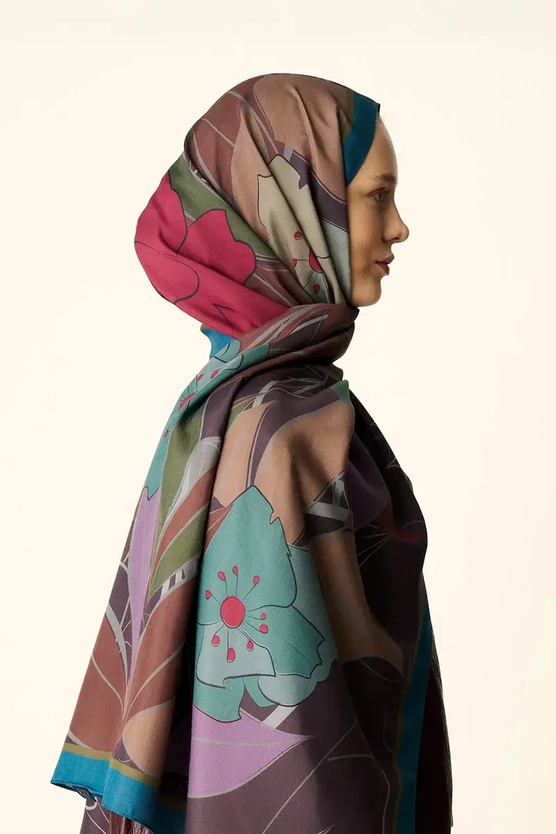 Marigold Floş Viskon Şal - Petrol - 4