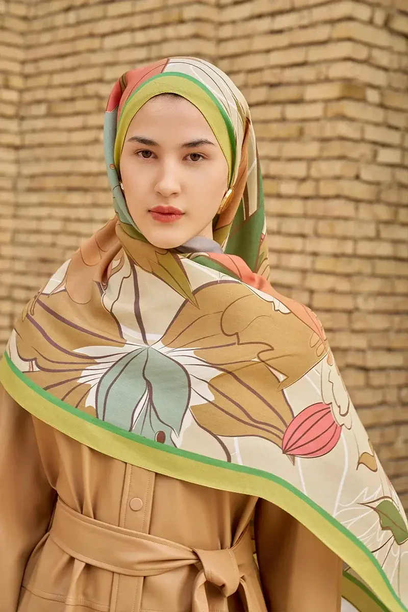 Marigold Floş Viskon Şal - Yağ Yeşili - ED SCARF