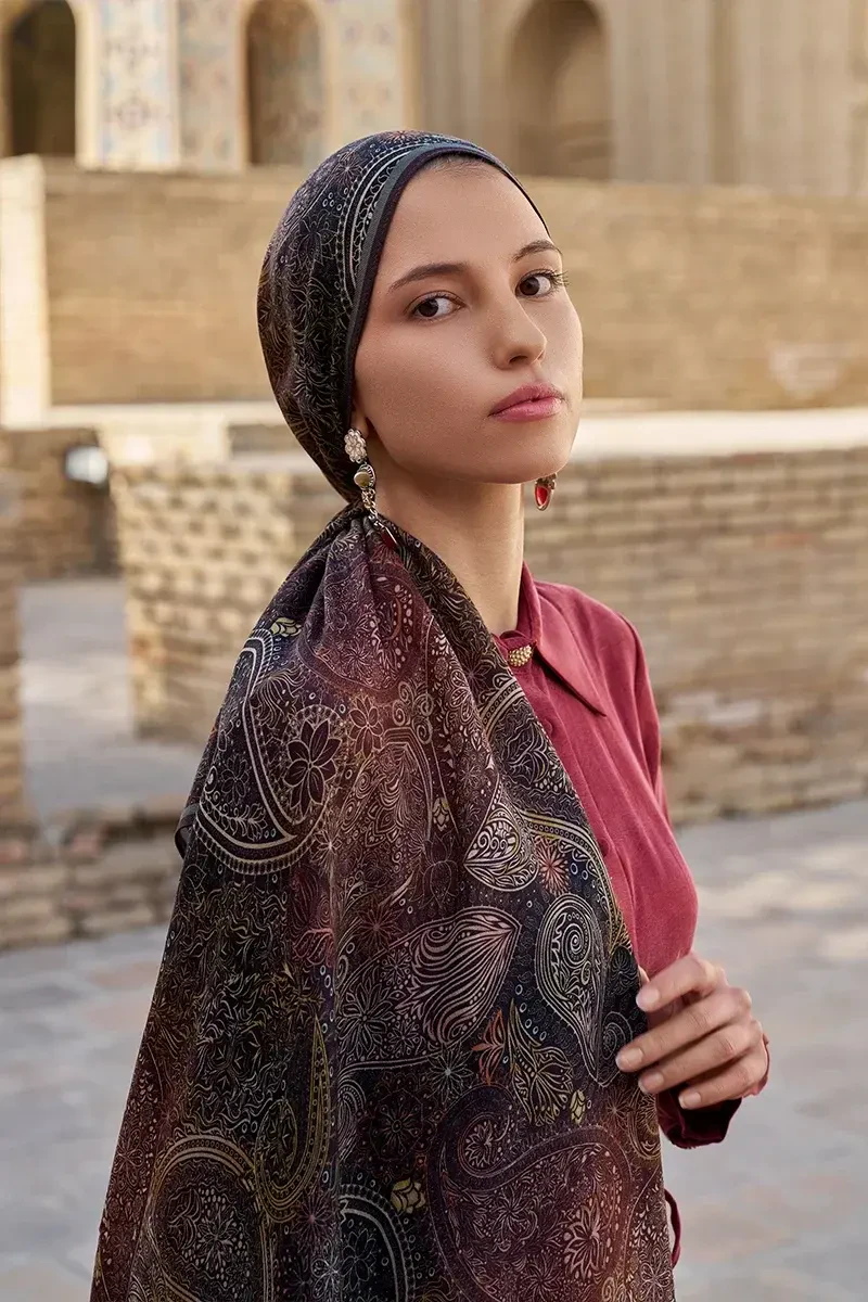Mihr Yün İpek Şal - Kahverengi - 3