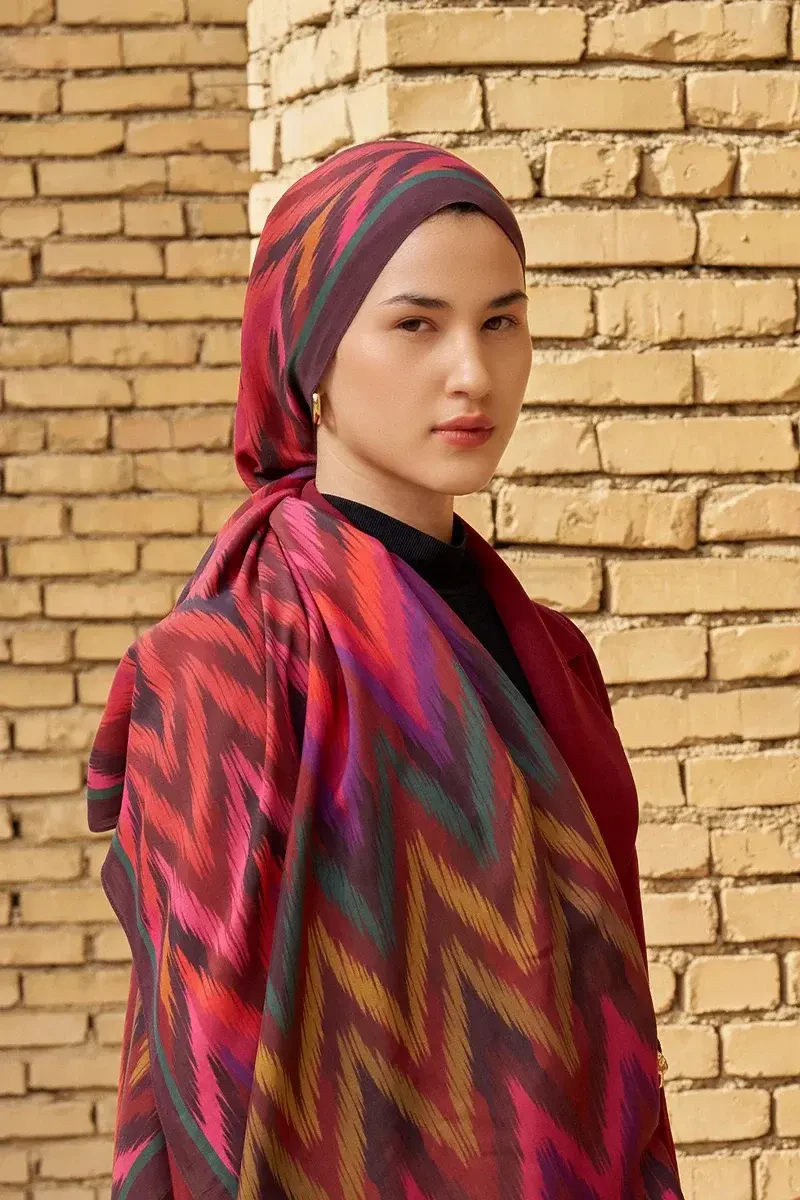 Missoma Floş Viskon Şal - Bordo - 1