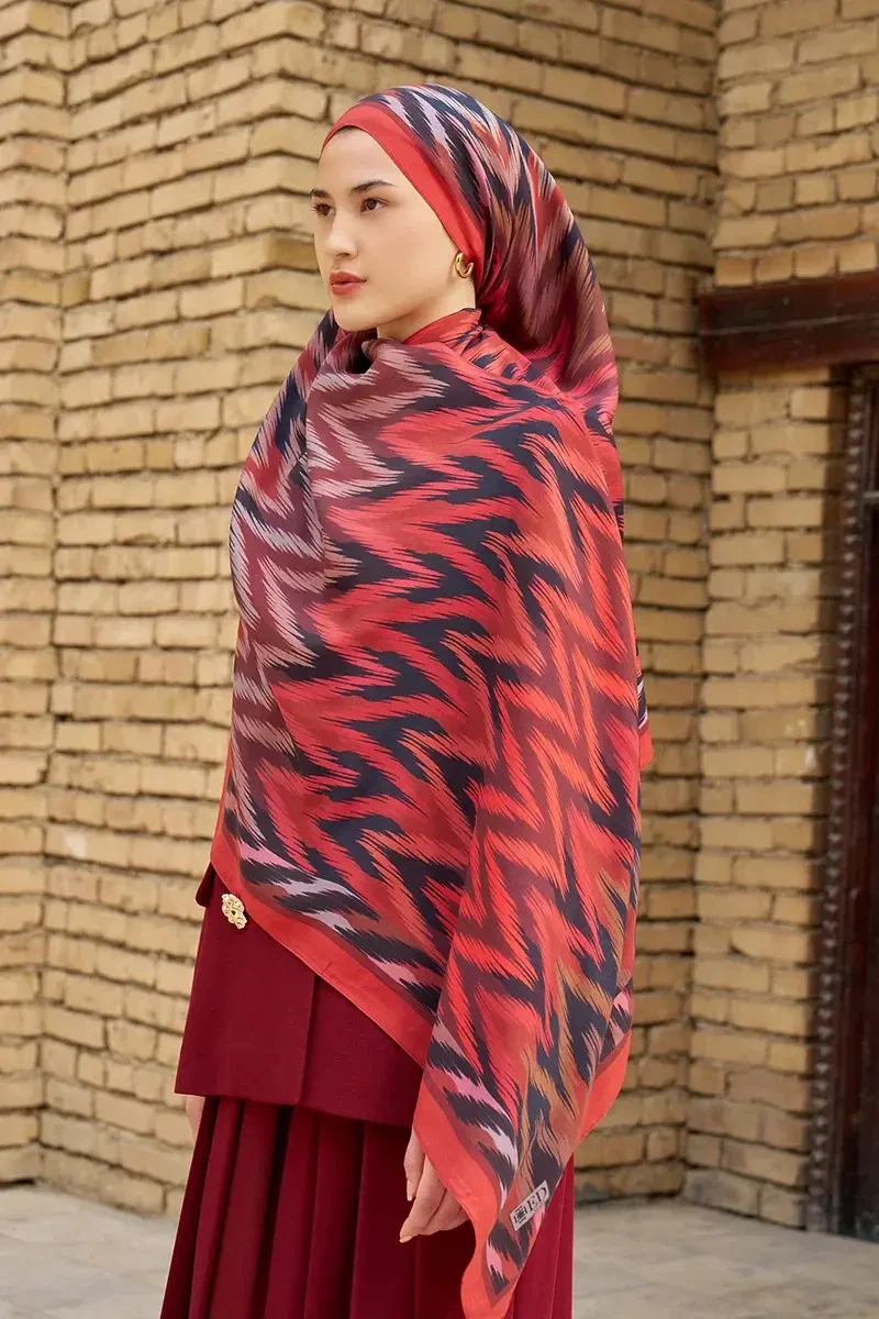 Missoma Floş Viskon Şal - Kırmızı - 4