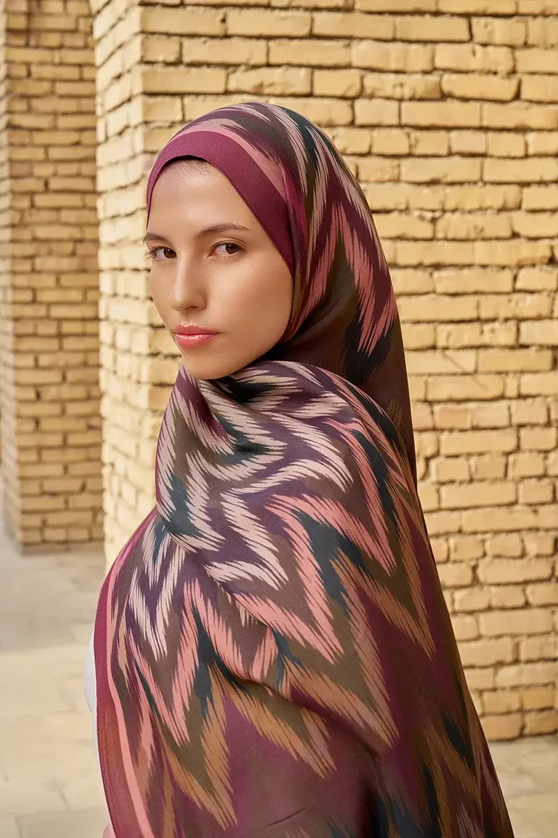 Missoma Floş Viskon Şal - Mürdüm - ED SCARF