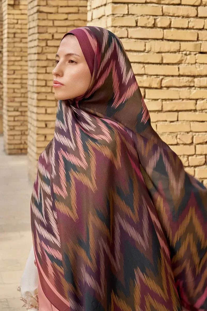 Missoma Floş Viskon Şal - Mürdüm - ED SCARF