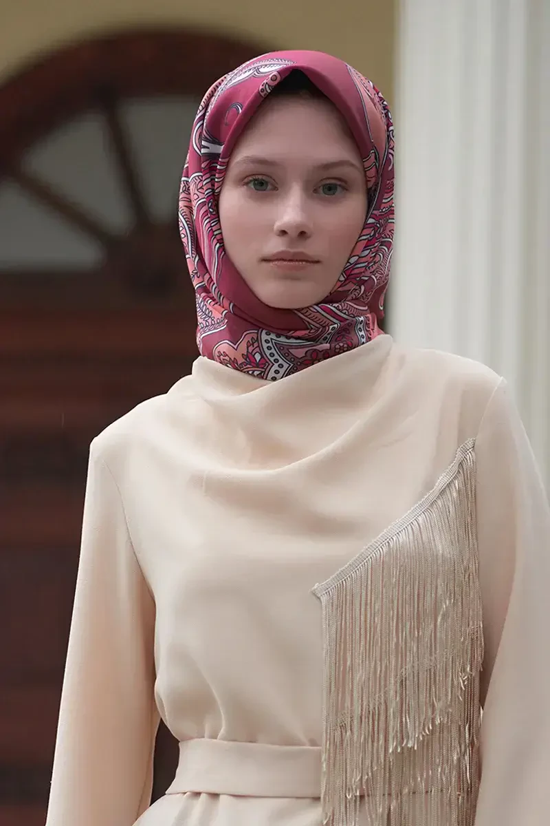 Motif Desen Modal Eşarp - Bordo - ED Scarf