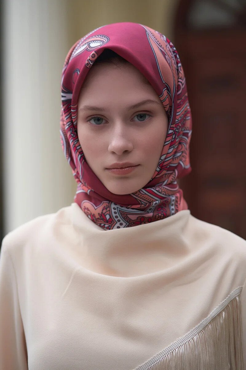 Motif Desen Modal Eşarp - Bordo - ED Scarf