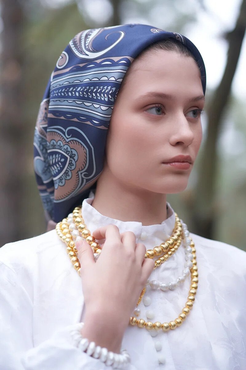 Motif Desen Modal Eşarp - Lacivert - ED Scarf