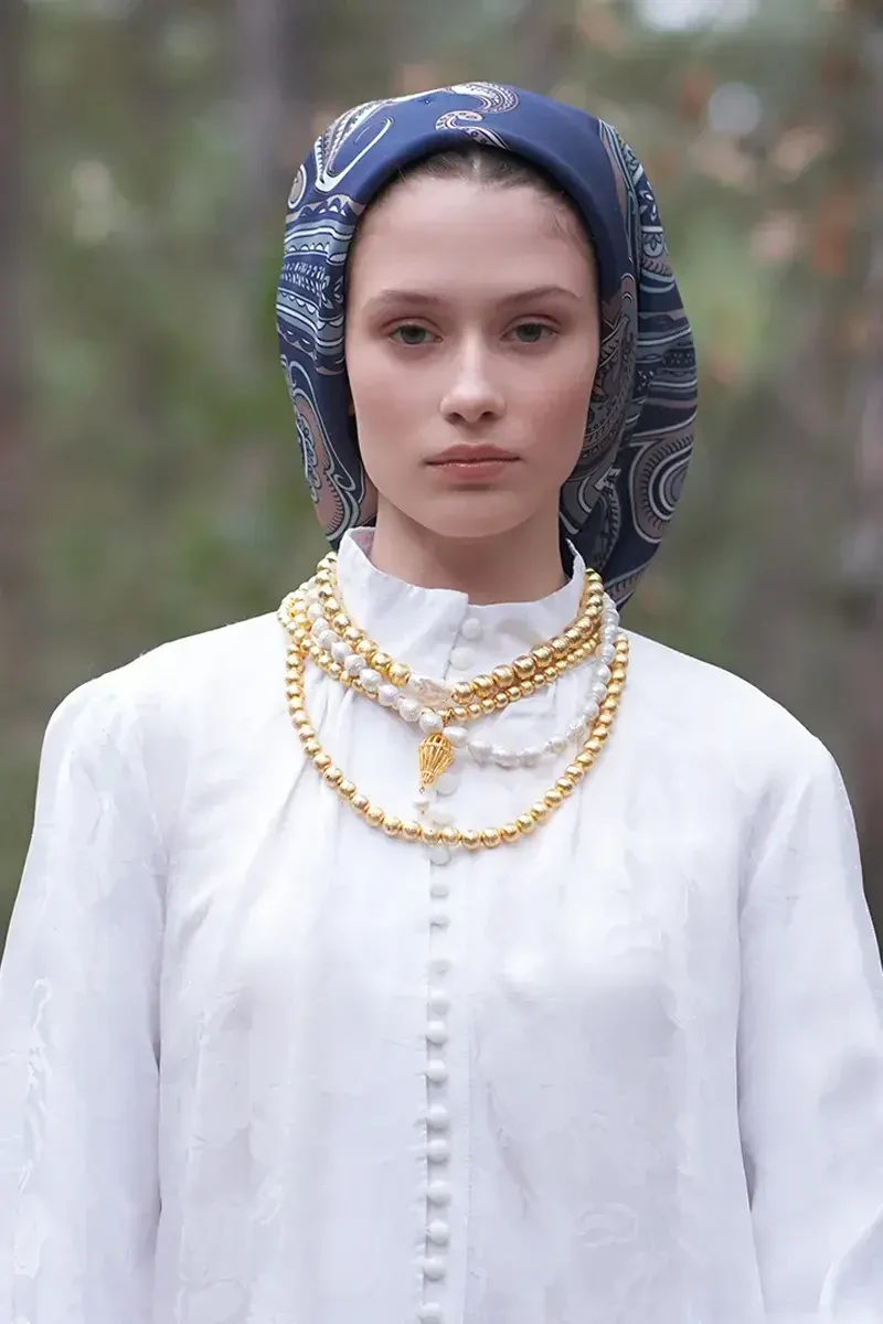 Motif Desen Modal Eşarp - Lacivert - ED Scarf