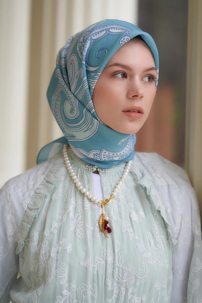 Motif Desen Modal Eşarp - Mavi - ED Scarf