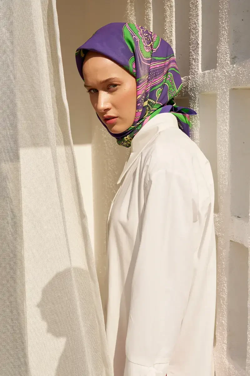Motif Desen Modal Eşarp - Mor - ED Scarf