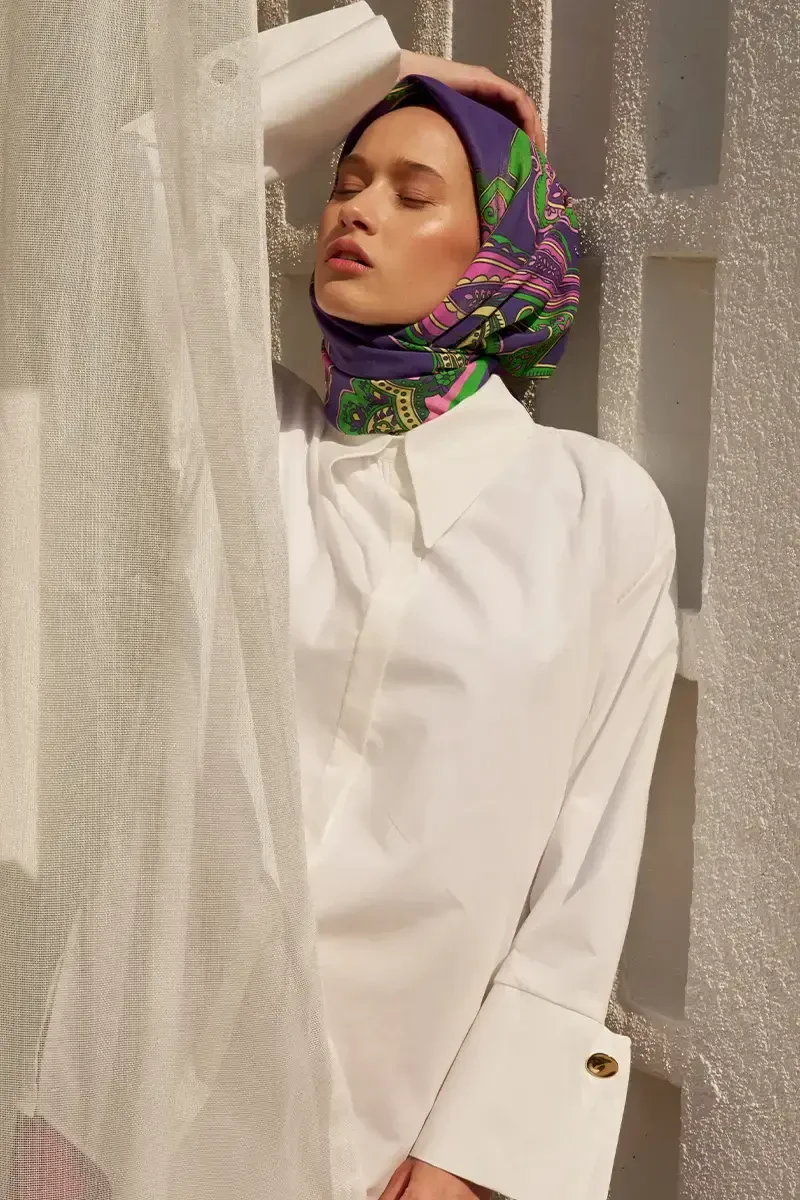 Motif Desen Modal Eşarp - Mor - ED Scarf