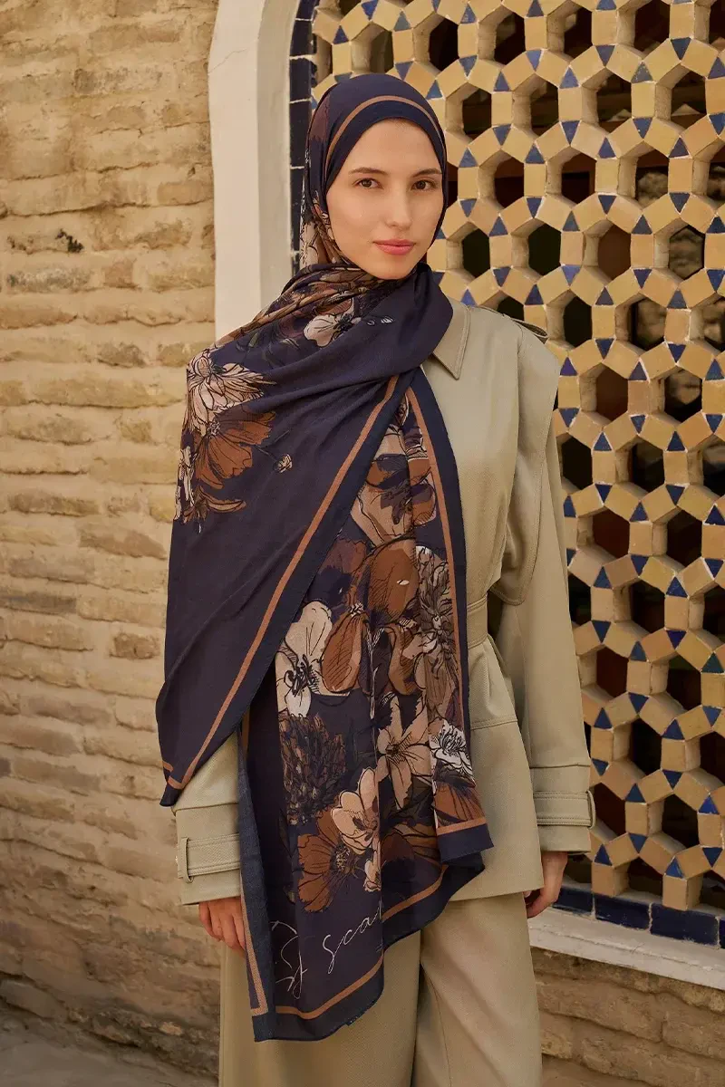 Nadia Pamuk Modal Şal - Acı Kahve - 1