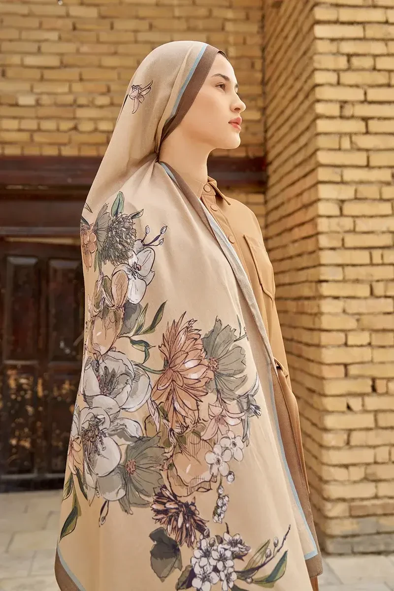 Nadia Pamuk Modal Şal - Açık Kahve - 2