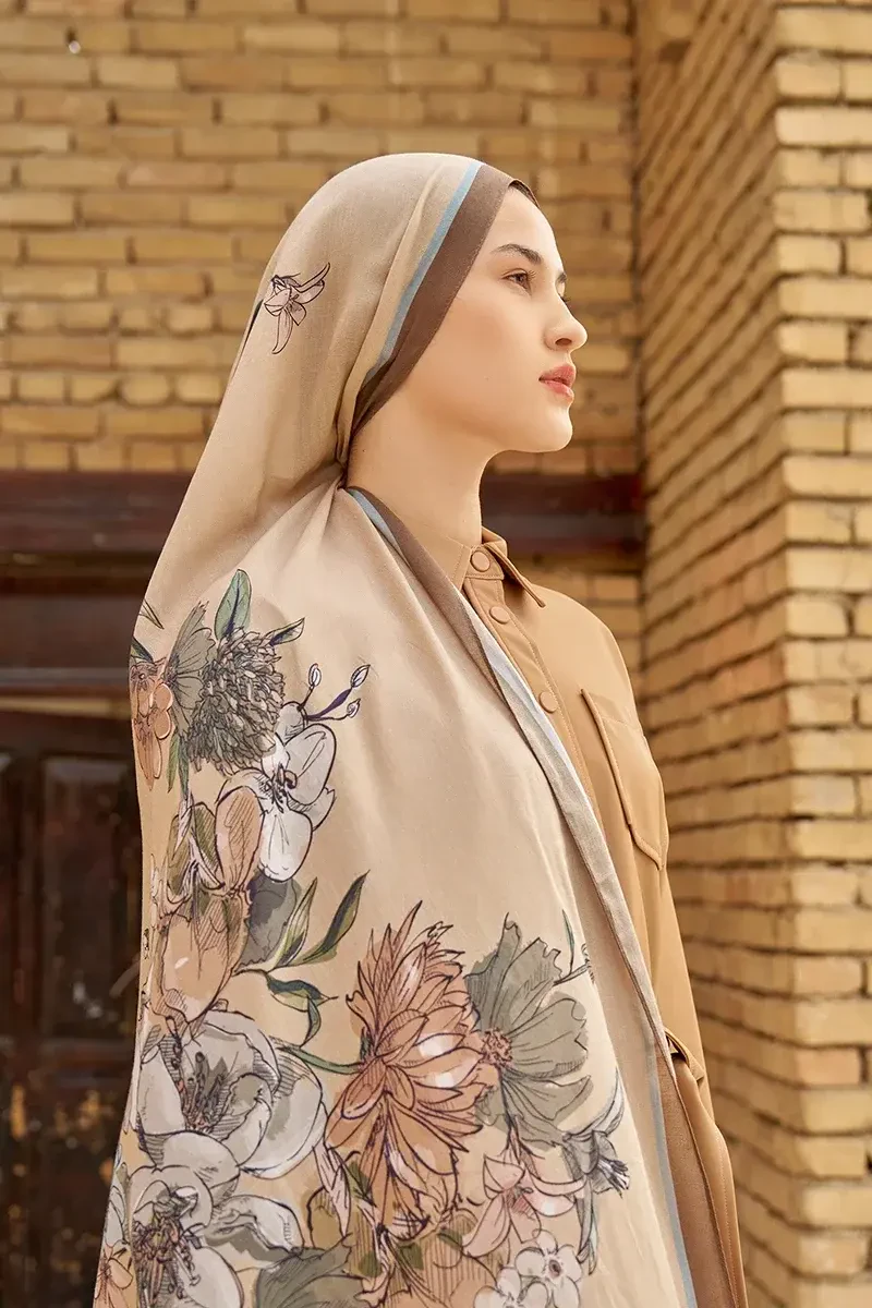 Nadia Pamuk Modal Şal - Açık Kahve - ED SCARF