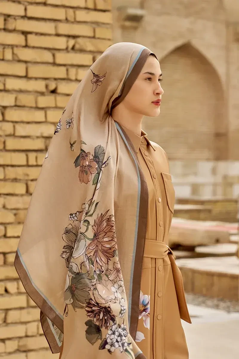 Nadia Pamuk Modal Şal - Açık Kahve - ED SCARF