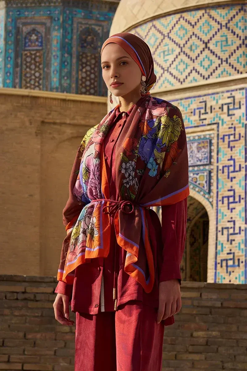 Nadia Pamuk Modal Şal - Turuncu - ED SCARF