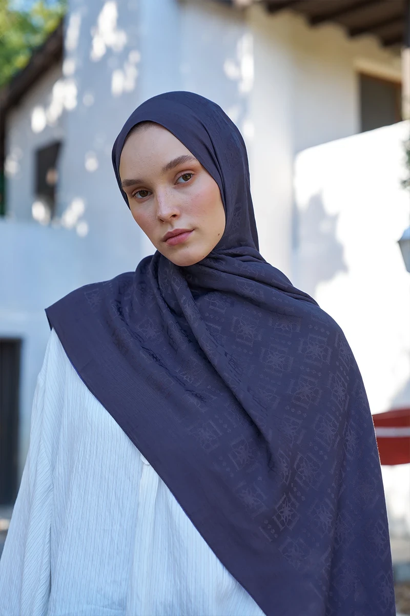 Naia Pamuk Logo Desen Şal - Mor - ED SCARF