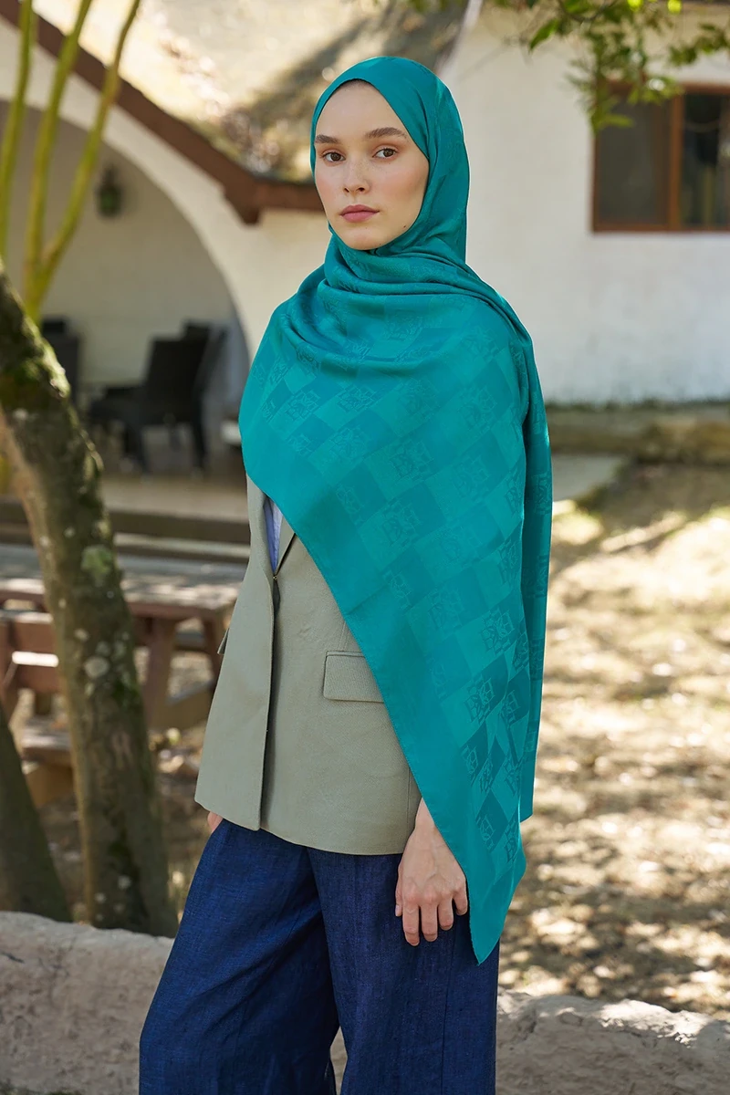 Naia Pamuk Monogram Desen Şal - Benetton - 1