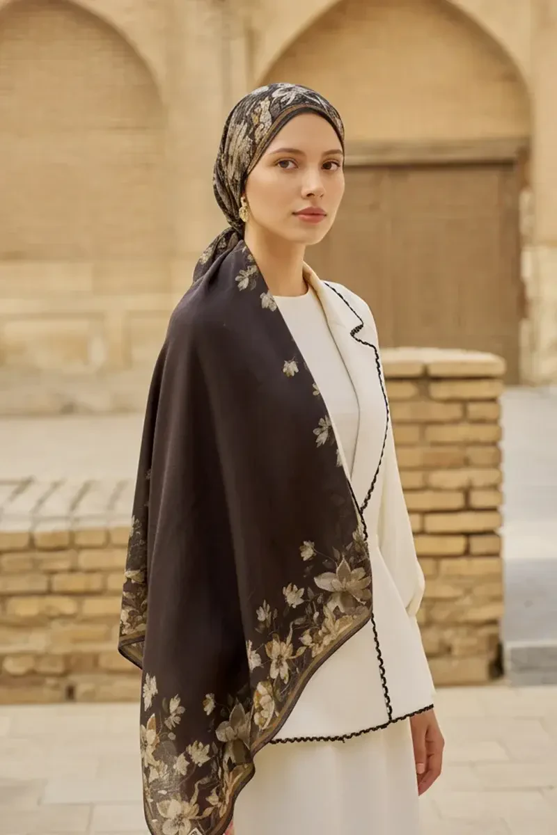 Nev Yün İpek Şal - Acı Kahve - 1