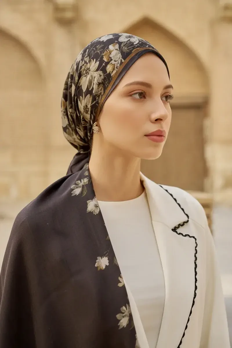 Nev Yün İpek Şal - Acı Kahve - 3