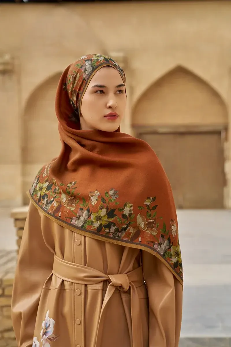 Nev Yün İpek Şal - Kiremit - ED SCARF