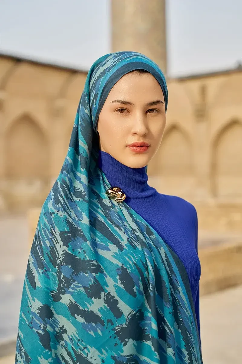 Noble Pamuk Modal Şal - Lacivert - 2