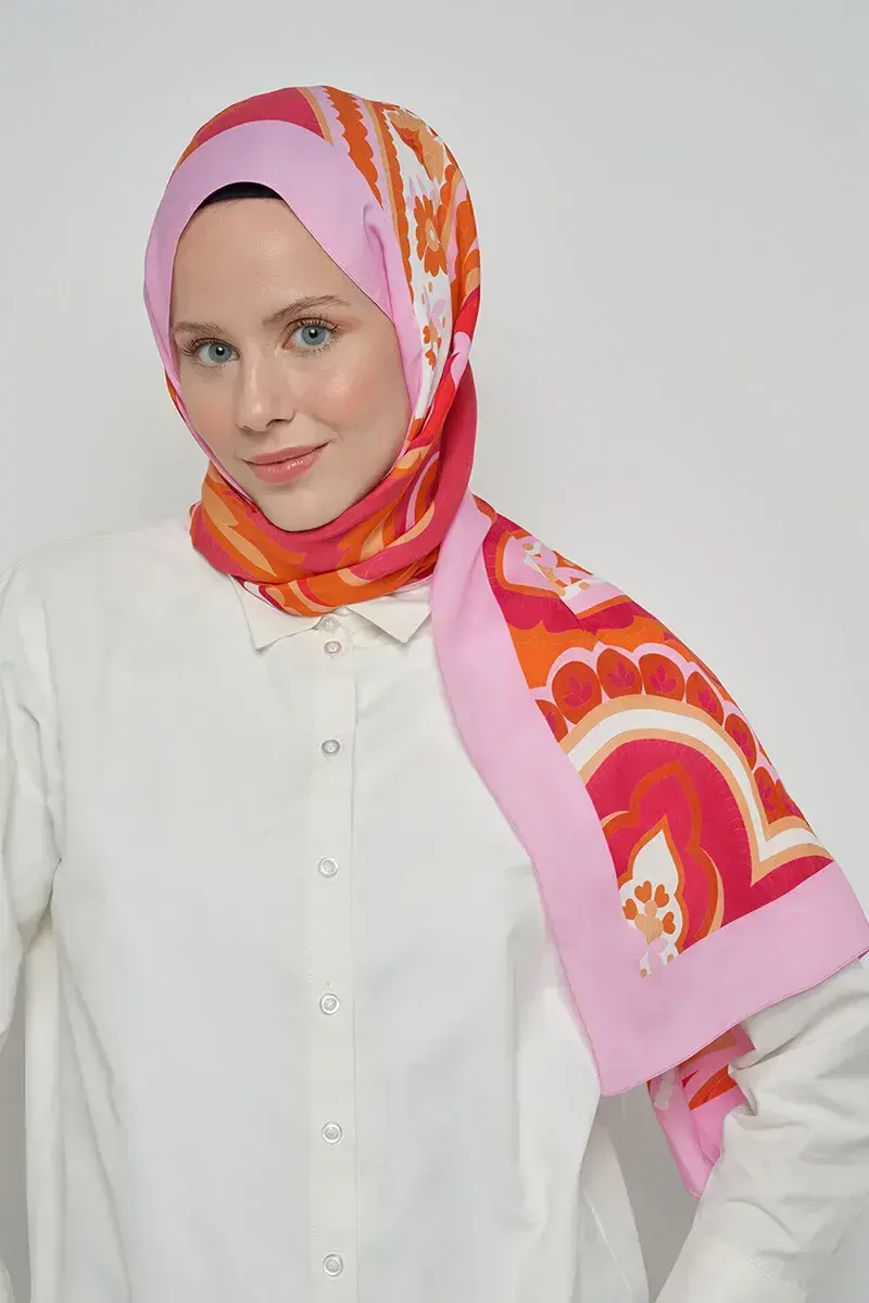 Paisley Koleksiyonu Carnaval Şal - Mercan - ED Scarf