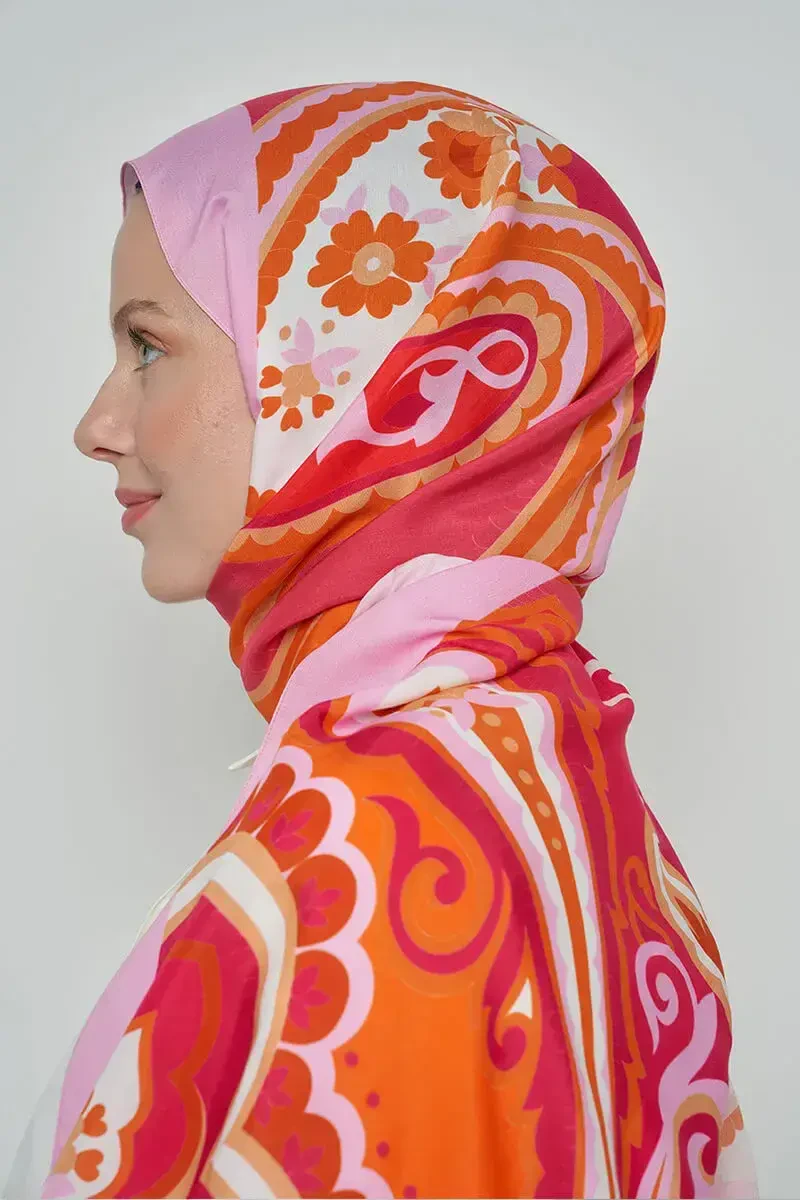 Paisley Koleksiyonu Carnaval Şal - Mercan - ED Scarf